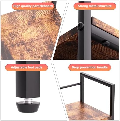 38.5" 3-Tier Desktop Bookshelf | Desk Organizer Shelf & Computer Monitor Stand | Dark Brown Home Office Storage - Image 6