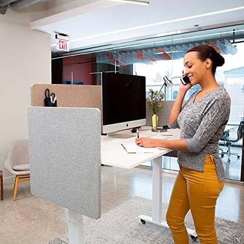 Stand Up Desk Store ReFocus Clamp-on Acoustic Desk Divider Privacy Panel that Reduces Noise and Visual Distractions (Cool Gray, 23.6" x 23.6") - Image 5