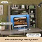GOFLAME Desk Hutch, 8 Shelves Desktop Bookshelf, 31.5”, Gray - Image 4