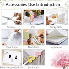 Office Supplies,Desk Accessories,Stapler and Tape Dispenser Set,1000 Staples,Staple Remover,Pen Holder,Folding Phone Holder,Journal Notebook,Ballpoint Pen,Scissor,Ruler,Clear Tape,Sticky Notes,Ect - Image 4
