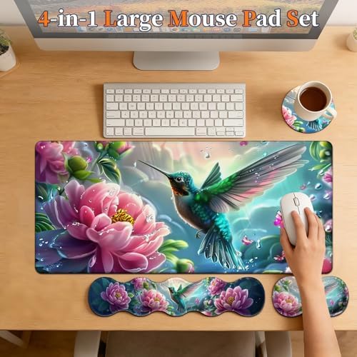 Large Desk Pad Set with Keyboard Wrist Rest & Mouse Wrist Support - Image 2