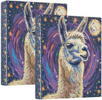 ALAZA Llama Alpaca Starry Sky 3 Ring Binder Set 1.5 Inch Three Ring Office Binders w/clipboard & 3 Pockets, Hold 200 Sheets by ALAZA