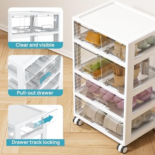 Vtopmart Drawer Storage Organizer,4 Tier 6 Drawers with Wheels - Image 6