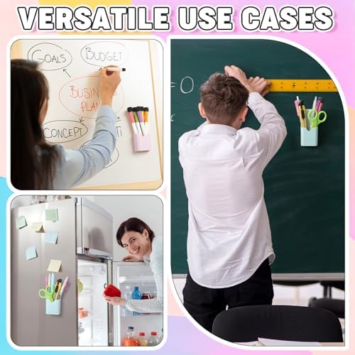 Novabright 48 Pack Magnetic Pen Marker Holder Bulk Wall Mounted Marker Organizer for Whiteboard, Fridge, Office for Dry Erase Markers, Pens, Erasers(Pastel Color) - Image 4