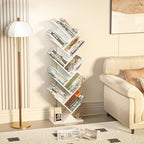 10 Tier Tree Book Shelf, Floor Standing Wood Bookshelf for Narrow Space - Image 4