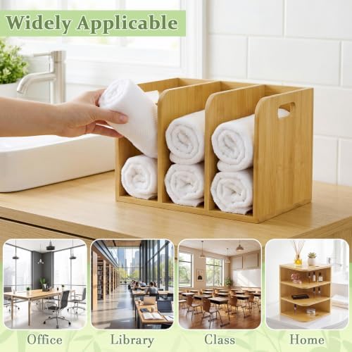 Novabright Bamboo Wooden File Magazine with Handle Holder Desk Organizer - Image 6