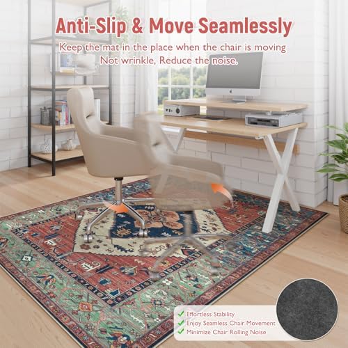 Anidaroel 8x10 Computer Chair Mat, Floor Mat for Office Chair, Under Desk Mat for Rolling Chair on Hardwood, Heavy Duty Office Chair Mat for Rolling Chairs, Anti-Slip Floor Protector Rug, Rust - Image 4
