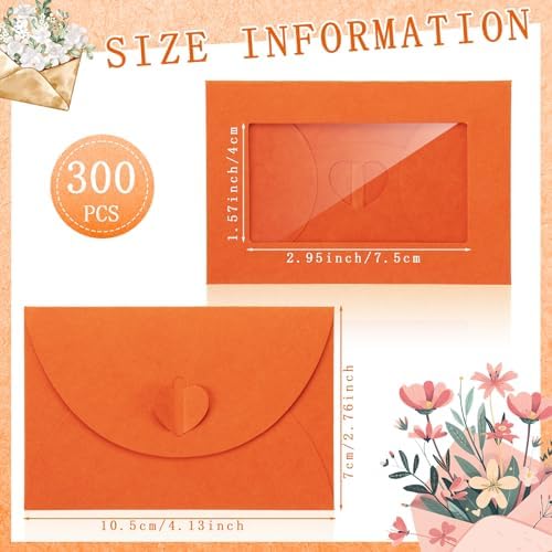 Uiifan 300 Pcs Window Gift Card Envelopes 4x2.8 Inch,Orange - Image 2