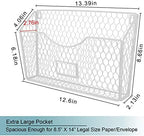 PAG-Mass 6 Pockets Hanging File Holder Wall Mount Mail Organizer Metal Chicken Wire Magazine Rack with Tag Slot, White - Image 4