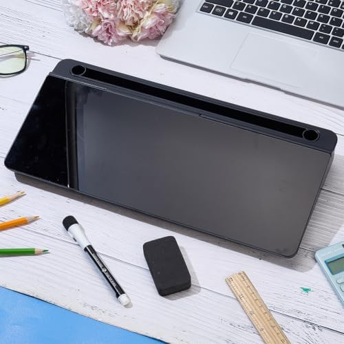WADORN Desk Whiteboard with Storage Glass Dry Erase Board Black Deskboard Buddy Desktop Organizer Office Accessories for Men Women Work from Home Office School Must Haves 15x7x2 Inch - Image 4