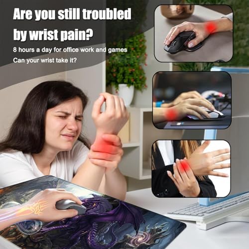 Desk Mat, Mouse Pad with Wrist Rest, 4-in-1 Large Mouse Pads for Desk, Ergonomic Mouse Pad and Keyboard Wrist Rest Gaming Keyboard Mat for Office,Purple Dragon - Image 4