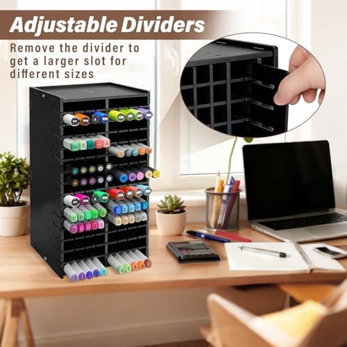 Marker Organizer,120 Slots Marker Storage with Divider,Black - Image 2