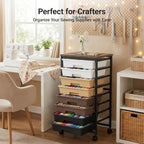 Pipishell Rolling Cart with 5 Drawers, Craft Storage Cart, Khaki Gradient - Image 3