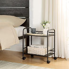 SunnyPoint 2-Tier Metal Rolling Utility Cart – Mobile Storage Shelf with Caster Wheels – Small Space Organizer for Home, Office, Bedroom, Kitchen (BLK) - Image 2