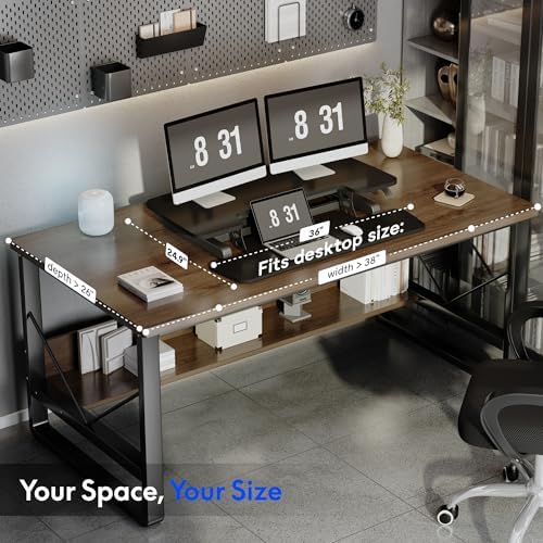 FLEXISPOT Standing Desk Converter 36" Desk Riser, Height Adjustable Desktop Riser Sit Stand Computer Workstation, Spacious Stand Up Desk Converter for Laptop Keyboard and Monitor Setup, Black - Image 7