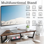TEAMIX 26 inch Corner Monitor Stand Riser with Keyboard Storage, Espresso - Image 6