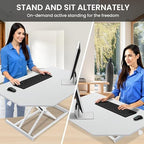 Aconcept 38 inch White Corner Height Adjustable Standing Desk Converter, One-Click Sit to Stand up Desk Riser, Pre-Assembled for Dual Monitor and Laptop Workstation - Image 4