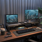 WESTREE Dual Monitor Stand Riser, Wood and Steel Monitor Stand Riser, Computer Monitor Stand for 2 Monitors, Multi-Purpose Desktop Storage Stand for Computer,Laptop,Printer,TV - Image 5