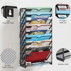 Lavatino 10-Tier Hanging File Organizer, Wall Mount File Holder for Mails Folders Papers Magazine Organization, Vertical Document Organizer for Office Home Black - Image 3