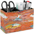 PU Leather Multi-Compartment Pen Holder Desktop Organizer Pencil Cup Storage Caddy for Office Home Supplies Bold Ethnic Print with Lines Circles by Unknown