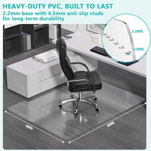 Office Chair Mat for Low Pile Carpet, Clear Heavy Duty Chair Mat with Lip - Image 2