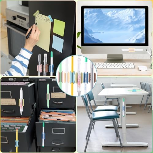 Sherr 48 Pack Adhesive Silicone Pencil Holders Bulk for Desk,Wave,Morandi - Image 6