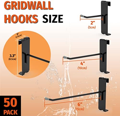 HUHOLE 50 Pack 4 Inch Black Gridwall Hooks Metal Display Hangers - Image 2