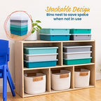 ECR4Kids Letter Size Plastic Tray Organizer with Lids, Small, Storage Bins, Contemporary, 10-Piece - Image 5