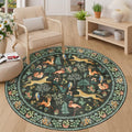 DUKINO 5ft Round Rug, Washable Animal Non Slip Circle Area Rug, Black by DUKINO