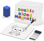 Dry Erase Boards, 6 Pack 9”x12” Magnetic Double Sided Portable Personal Small Whiteboards with Lines, Include 6 Markers, 6 Erasers, 6 X 52 Foam Letters for Kids, Students, Teachers Classroom School by QEITH