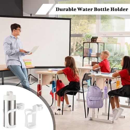 24Pcs Water Bottle Holder for Classroom Durable Cupholder for Desk Chair Anti-Spill 360° Rotating Water Bottle Holders Back to School Gift for Student Coffee Cup Holder for Office Home, White - Image 5