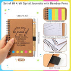 Chuangdi 60 Sets Teacher Appreciation Gifts Inspirational Spiral Notebook Journal with Sticky Notepad Pen Bulk Thank You Gifts for Coworker Team Office Supplies First Day of School Year (Kraft) - Image 2