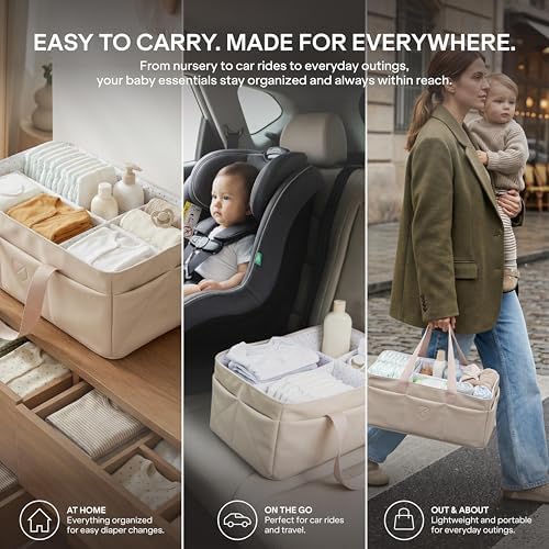 Koala Babycare Baby Diaper Caddy Organizer - Large Portable Nursery Storage Baby Basket with Handles for Newborn Essentials, Diapers, Wipes - Changing Table Caddy Organizer for Boy & Girl - Image 3