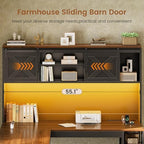 SEDETA 67" Farmhouse L Shaped Desk with Hutch, Black+Brown - Image 4
