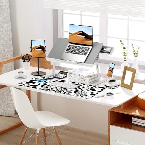 Keyboard Mouse Pad Set, Extended Gaming Mouse Pad+Ergonomics Keyboard Wrist Rest Support, Memory Foam, Easy Typing Pain Relief, 4Pcs XL Ultra Thick Desk Mat,Cute Cow Pattern - Image 7