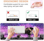 Ergonomic Keyboard Wrist Rest & Mouse Pad Wrist Rest Set, Large XXL Gaming Desk Mat 31.5"x 11.8" with Non-Slip Base, Memory Foam, Easy Typing Pain Relief for Home & Office, Cute Pug and Butterfly - Image 5