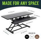 TechOrbits Standing Desk Converter - 42 Inch Adjustable Sit to Stand Up Desk Workstation, MDF Wood, Ergonomic Desk Riser with Keyboard Tray, Desktop Riser for Home Office Computer Laptop, Black 42" - Image 2