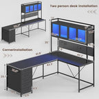 SEDETA L Shaped Gaming Corner Desk with Drawers, Hutch and Storage Shelves - Image 3