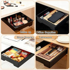 2 Pack 10.91"x 8.23" Under Desk Drawer Storage Organizer, Durable PC Material Self-Adhesive with Slide Out Rail, Hidden Hanging Desk Drawer for Office Supplies, Stationery, No Drilling Install, Black - Image 6