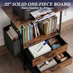 22" Large Printer Stand with 2 Drawers, Rolling Printer Table, File Cabinet - Image 5