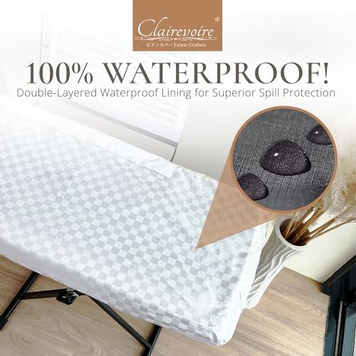 Clairevoire Waterproof Keyboard Piano Cover Cloth for Yamaha DGX670, DGX660, DGX650, Keyboard Covers for Digital Piano, Electric Piano Protection, Weighted Keyboard Piano 88 Keys - DGX670, Pearl White - Image 5