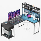 Apicizon L Shaped Gaming Desk 53" with Hutch, LED Light and Drawer by APICIZON