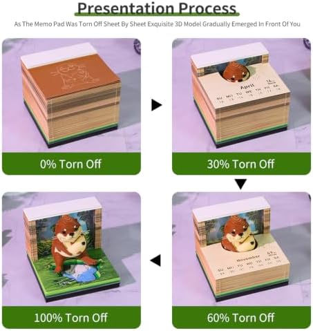3D Memo Pad Time Piece Calendar 2027, 3D Tear-Off Art Desk Calendar 2027, Creative 3D Memo Pad Paper Art Tree House DIY Paper Carving Decoration (Mizuse) - Image 4