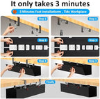 Under Desk Cable Management Tray - Under Desk Cord Management - Clamp/Screw Mount - Fabric Wire Management - Cable Raceways Tray Cord Hiders for Office/Home (Black, 35.8"×5.6") - Image 4