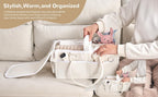 Portable Diaper Caddy, Large 17.1L Nursery Storage Basket with Handle, Baby Essentials Organizer for Changing Table, Travel Use, Beige - Image 4