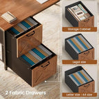 SEDETA Reversible Farmhouse L Shaped Office Desk with Drawer, Hutch - Image 4