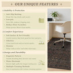 JTJ 5x6 Office Rug, Dark Brown Vintage Floral, Washable Non Slip - Image 6