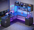 SEDETA Reversible L Shaped Gaming Desk with 6 Drawers, Hutch, Led Lights by SEDETA