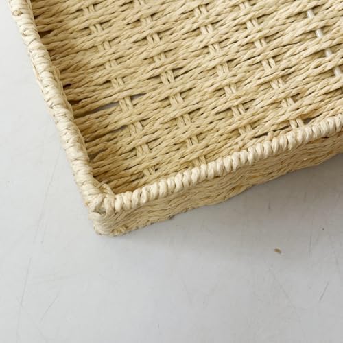4PCS Small Woven Paper Rope Storage Basket organizing,Beige - Image 7