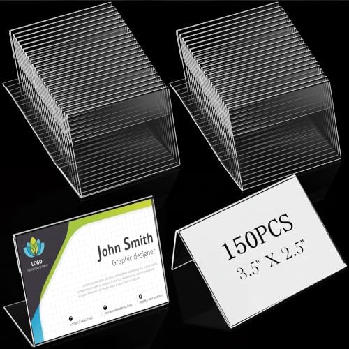 Teling 150 Pcs 3.5x2.5 Mini Acrylic Sign Holder Slant Back Display Stands by Teling
